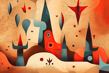 Abstract Shapes Background: Miro-Inspired Organic Shapes for Striking Visuals, generative AI