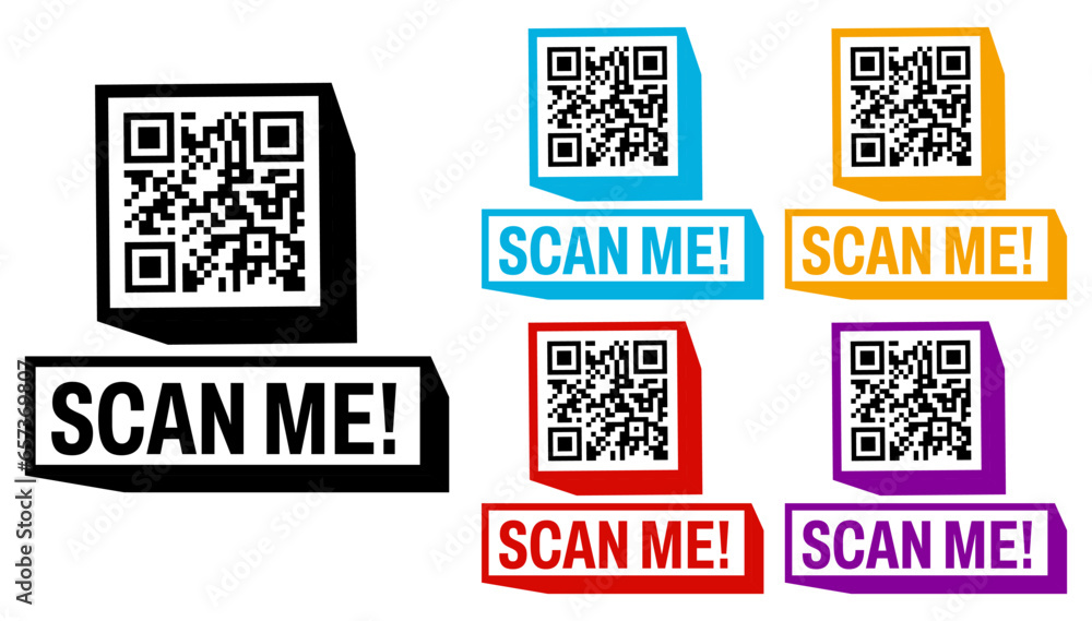 Fototapete set scan me qr code trendy icon. barcode label design vector illustration