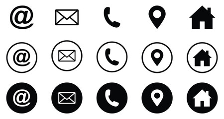 Web icon set. Website vector illustration. For computer and mobile. World WWW Earth Globe Website Contact Us Location Pin Email Eta Telephone Call Phone Communication Map Marker Pointer. Flat style. - obrazy, fototapety, plakaty