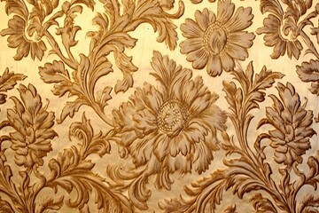 Golden Abstract Background: Majestic Antique Gold Brocade Tapestry Illustrating Elegance, generative AI