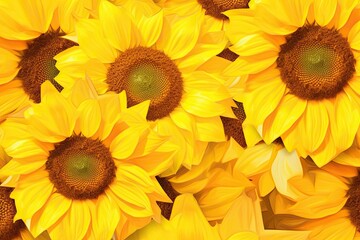 HD Yellow Abstract Background: Vibrant Sunflower Field in Midday Sun, generative AI