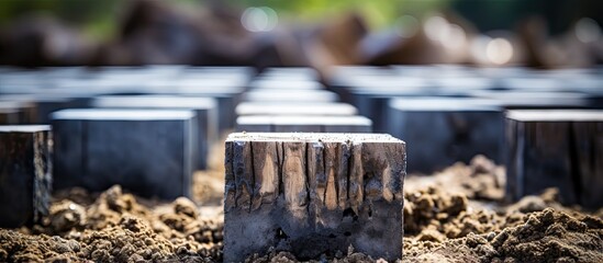 Concrete pile foundation focuses on selective piling of reinforced square piles Cutting the piles to the proposed level follows after driven pile completion Piling works With copyspace for t