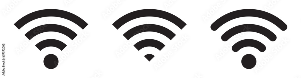 Aufkleber Collection of stock vector images depicting symbols and icons related to wireless Wi-Fi connectivity, including Wi-Fi signal symbols and an internet connection, that enable remote internet access.