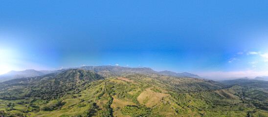 Panoramic landscape with a view of the town of Venice in Antioquia, Colombia.