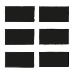 black brush rectangles. Edge frame. Decorative border. Vector illustration.