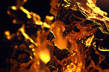 Gold wave liquid flowing metallic background