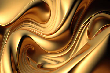 Gold wave liquid flowing metallic background - obrazy, fototapety, plakaty