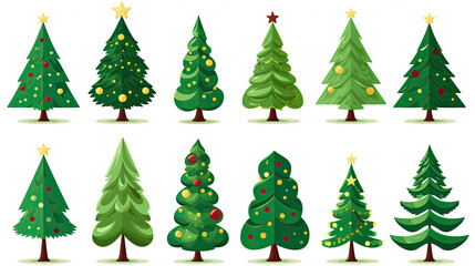 set of christmas trees