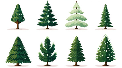 set of christmas trees