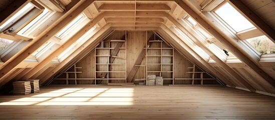 Attic loft built on the roof With copyspace for text