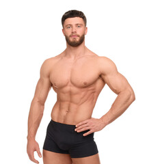 Fototapeta premium Handsome muscular man isolated on white. Sexy body