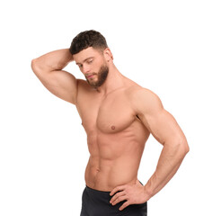 Obraz premium Handsome muscular man isolated on white. Sexy body