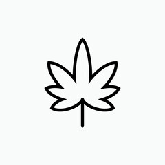 Leaf Ganja Icon. Cannabis, Hemp. Marijuana Symbol - Vector.