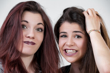 Beauty and jest: women make amusing faces