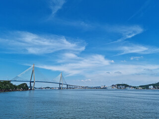 Naklejka premium Seascape with Mokpo Bridge visible.