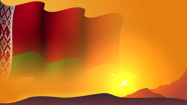 belarus waving flag background design on sunset view vector illustration