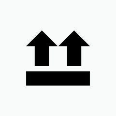Side Up Icon. Arrow Symbol, Handling Goods - Vector.  
