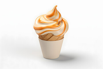 Caramel swirl ice cream 3d rendering style