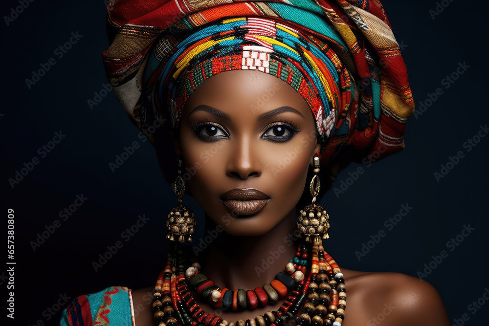 Poster Portrait of a traditional and culturally beautiful African woman