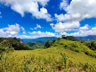 landscape with mountains and blue sky