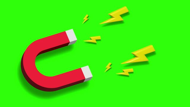 magnet attracts magnetic field electrical interaction attracts animation 4k greenscreen alpha horseshoe magnet