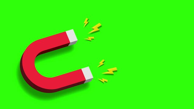 magnet attracts magnetic field electrical interaction attracts animation 4k greenscreen alpha horseshoe magnet