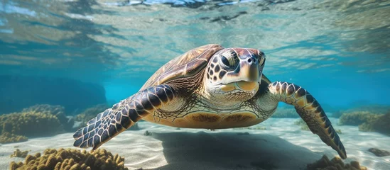 Tuinposter Galapagos island sea turtle photo © 2rogan