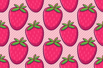 strawberry fruit seamless pattern vector illustration 