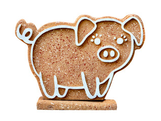 Christmas and new year with pig doll icon isolated