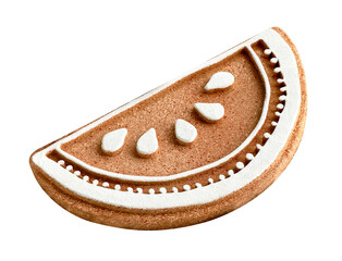 Christmas and new year with watermelon-shaped icon isolated