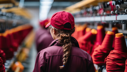 Group of worker inside textile manufacture industry