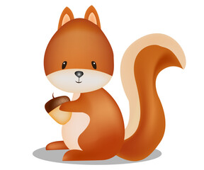 cute little baby squirrel character wild woodland wildlife vector 