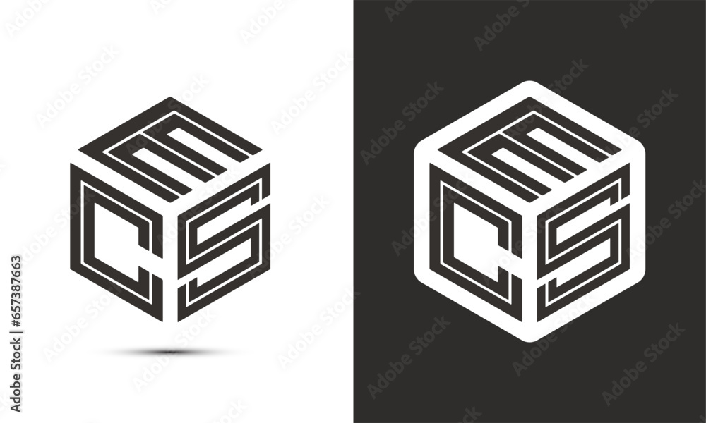 Fototapete ecs letter logo design with illustrator cube logo, vector logo modern alphabet font overlap style.