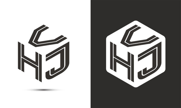 VHJ letter logo design with illustrator cube logo, vector logo modern alphabet font overlap style.