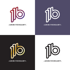 116 years anniversary logo elegant template. Gold design