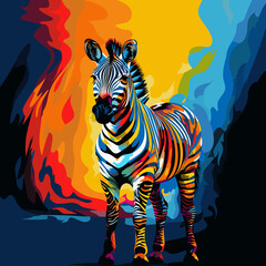 Fototapeta na wymiar Stunning illustration of colorful popart animal with beautiful abstract color and shapes