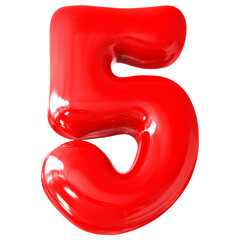 Red Number 5 With Style Bubble Render
