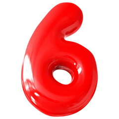 Red Number 6 With Style Bubble Render