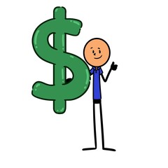 man holding dollar symbol