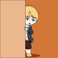 Cute Boy Playing Hide And Seek Illustration