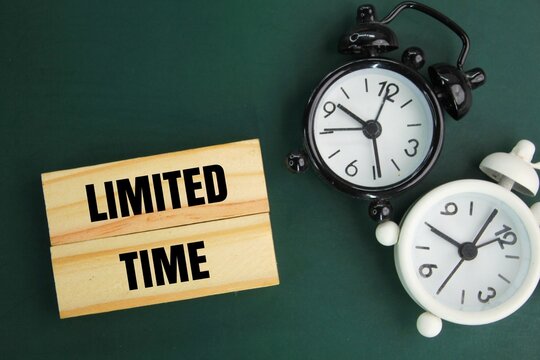 Chime and stick clock with word limited time. concept of promotion or limited time for customers