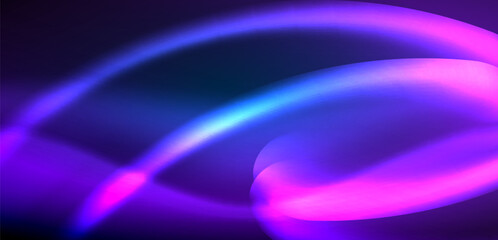 Dynamic waves in ethereal glow of neon lights. Concept merges fluidity of motion with vibrant allure of neon, crafting entrancing backdrop that embodies both vitality and futuristic sophistication