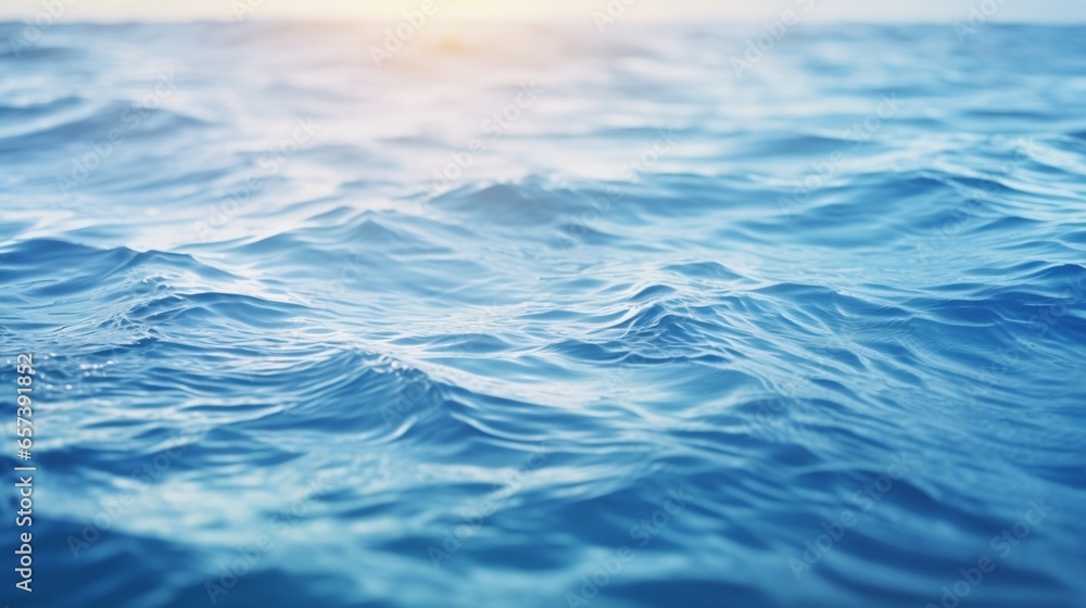 Poster generative ai : blue textured background of waves with ripples on the water. close-up, selective foc