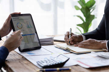 Business Documents, Auditor business Team checking searching document legal prepare paperwork or report for analysis TAX time,accountant Documents data contract partner deal in workplace office