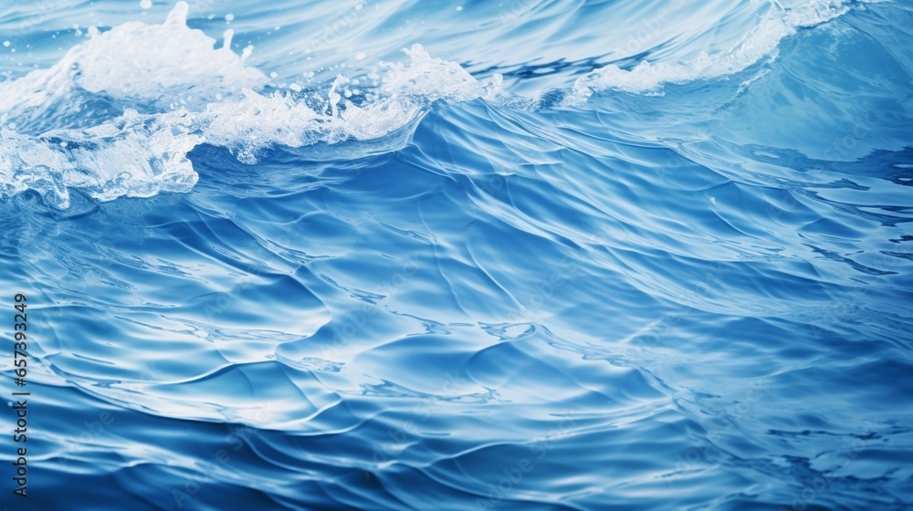 Poster generative ai : blue textured background of waves with ripples on the water. close-up, selective foc
