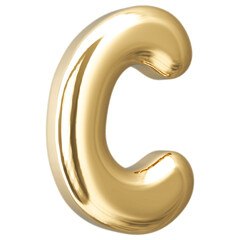 Gold Letter C With Style 3d Render