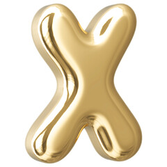 Gold Letter X With Style 3d Render