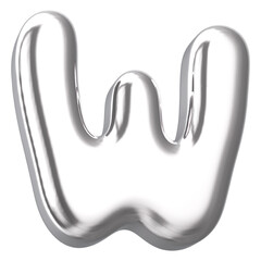 Silver Letter W With Style 3d Render