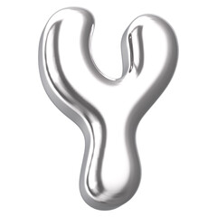 Silver Letter Y With Style 3d Render