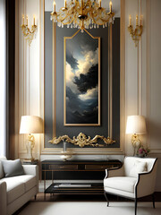 Mockup frame in cozy modern interior background, 3d render